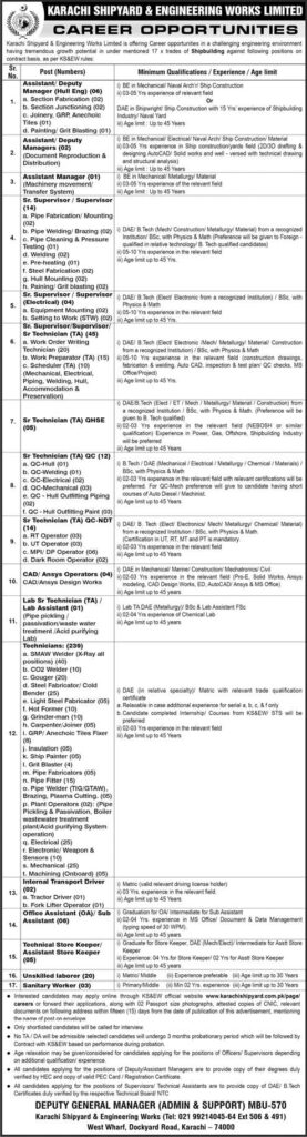 Karachi Shipyard Jobs 2026 Advertisement – KSEW Career Opportunities