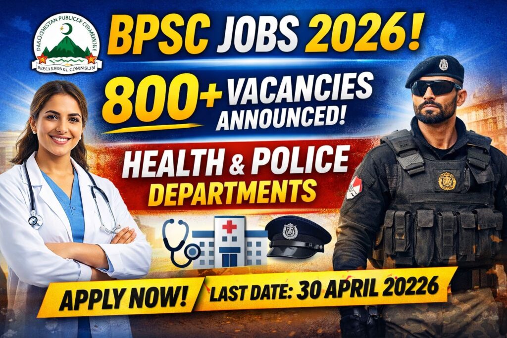 BPSC Jobs 2026 advertisement no 04 showing health and police vacancies