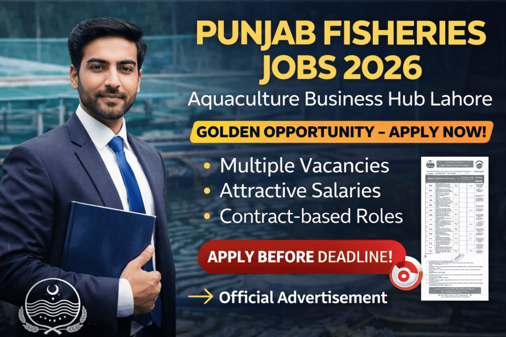 Punjab Fisheries Department Jobs 2026 Aquaculture Business Hub Lahore advertisement