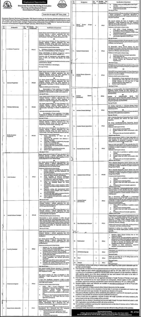 Restructuring of Directorate General (M & E) for improved Monitoring & Evaluation of development projects in Punjab