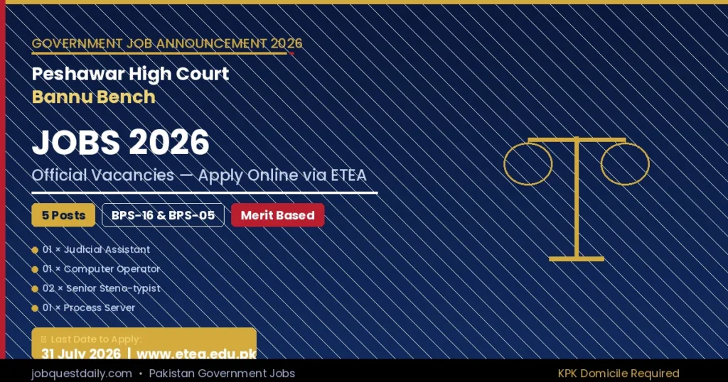 PHC Bannu Bench Jobs 2026 Advertisement – Apply Online via ETEA