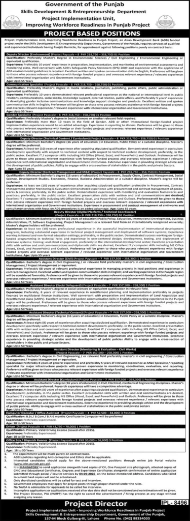 ADB Punjab Govt Jobs 2026 advertisement for 18 ADB-funded IWRPP project positions
