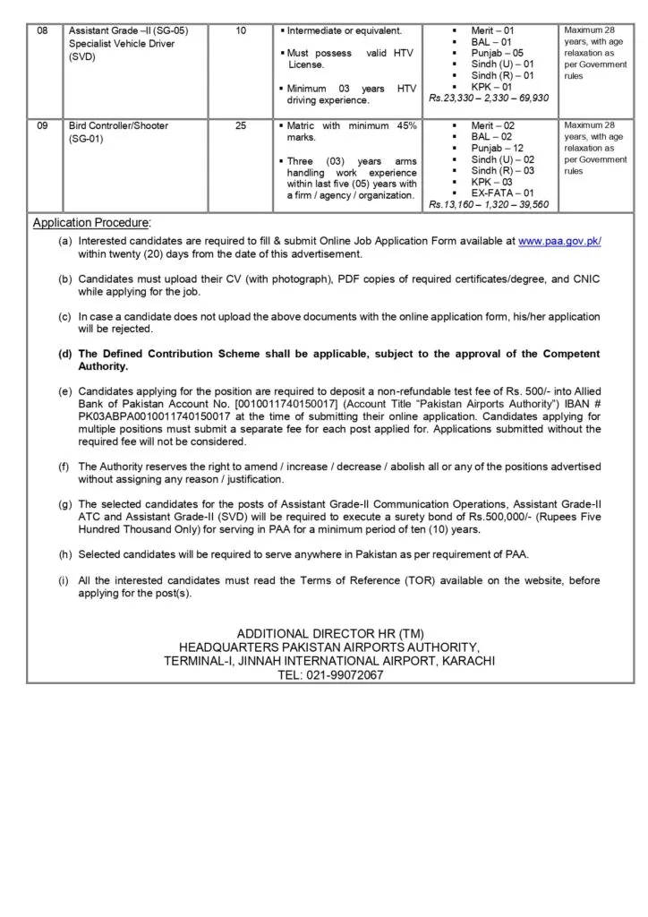 Latest Pakistan Airports Authority PAA job vacancies for Assistant Grade II and other positions.